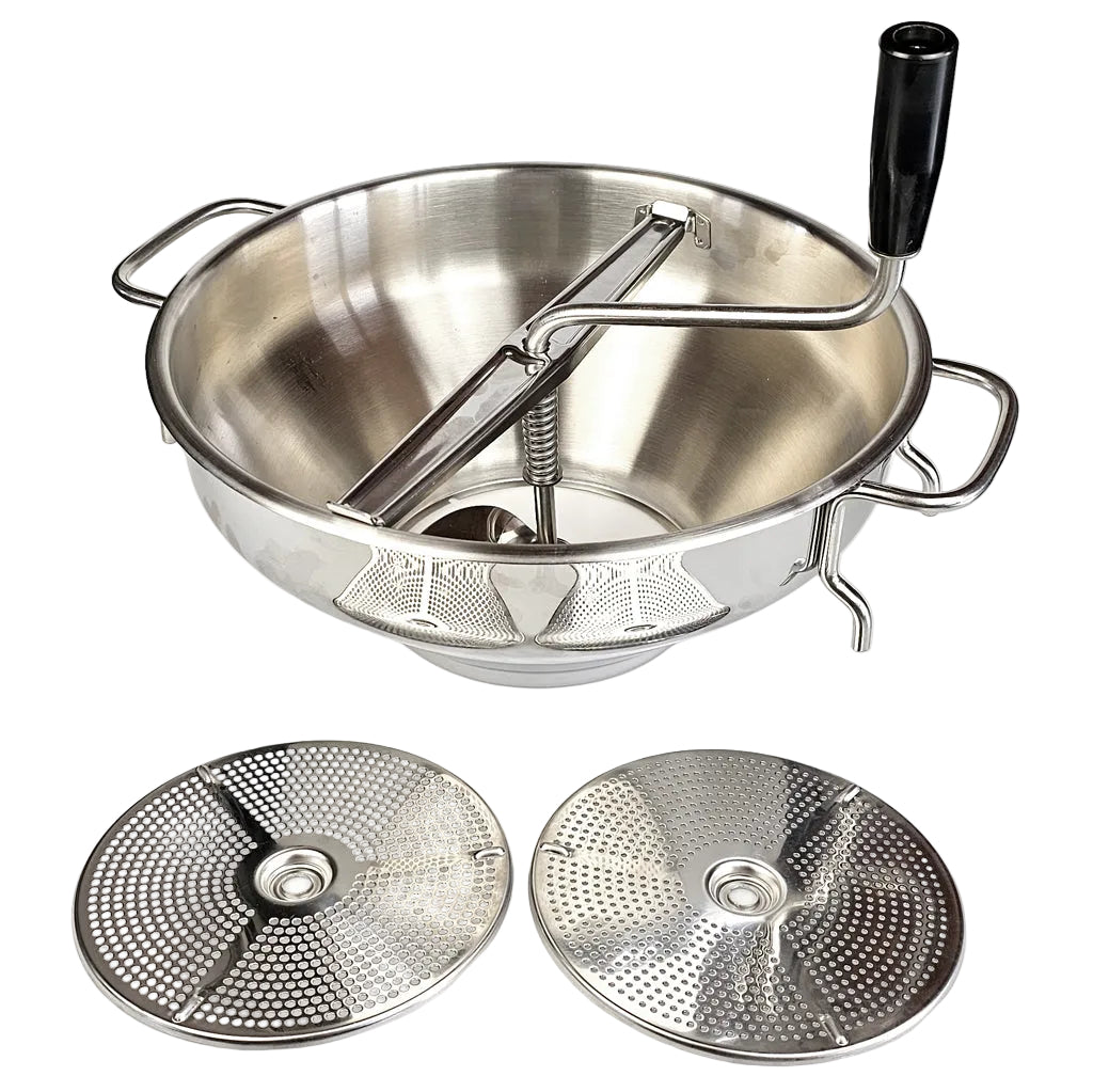 Heavy-Duty Stainless Steel Food Mill 32cm with 2 Discs