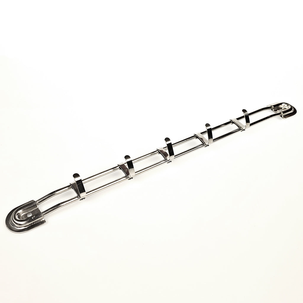Wall-Mounted Utensil Rail 39cm Stainless Steel with 5 Hooks