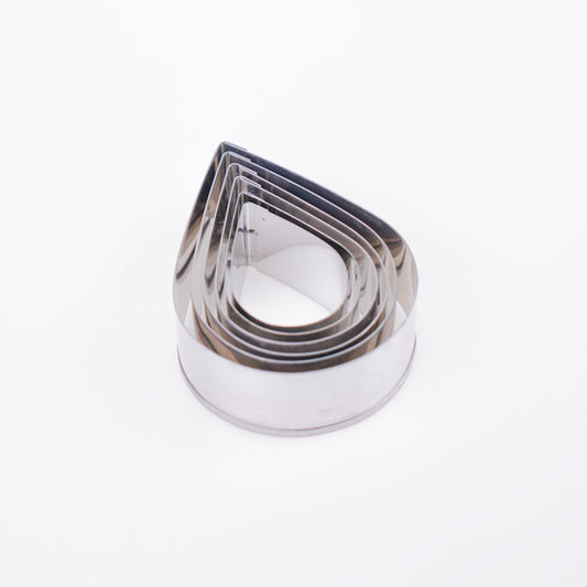 Teardrop Pastry Cutter Set 6 Piece Stainless Steel with Tin